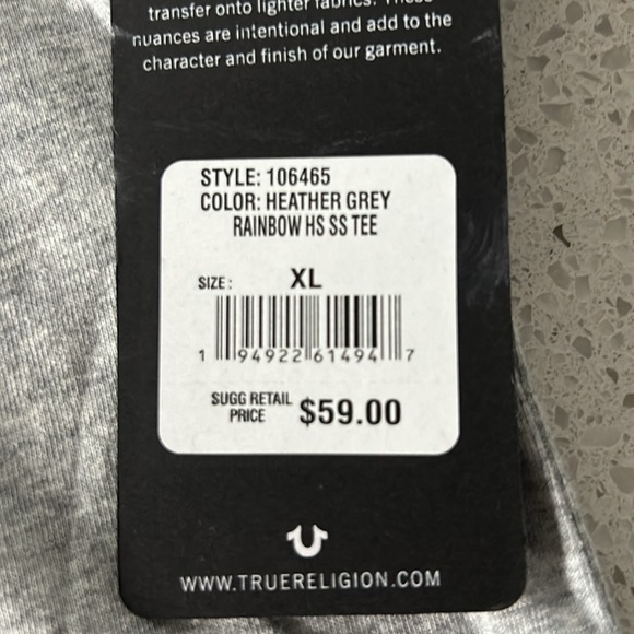 True Religion Heather Grey rainbow tee - Picture 7 of 7